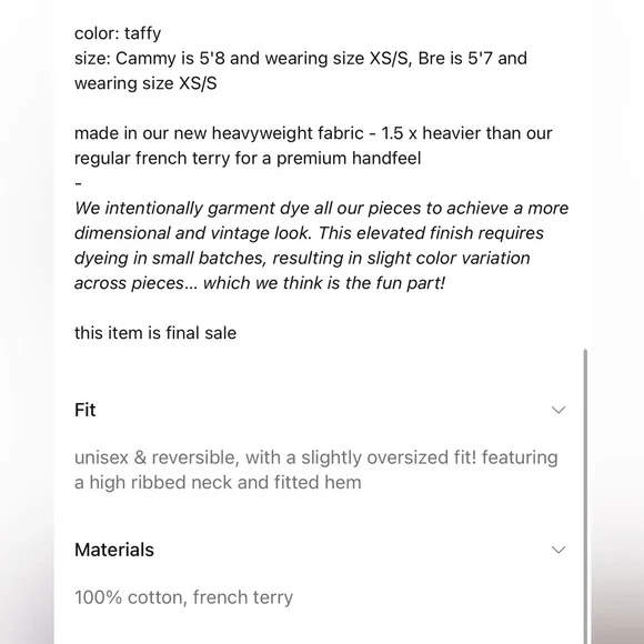 BNWT daily drills oversized heavyweight vintage crew- TAFFY - Picture 3 of 9